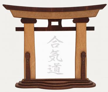 Tanno Design® Japan Torii Tor Hisa mit Kanji 05 - Aikido -  japanisches Standbild natur/braun