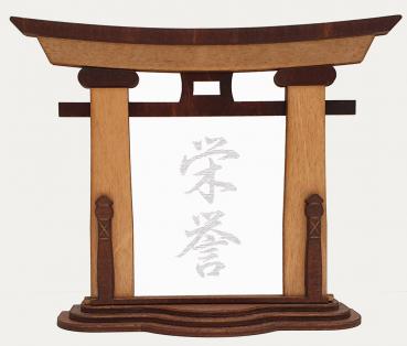 Tanno Design® Japan Torii Tor Hisa mit Kanji 10 - Ehre - japanisches Standbild natur/braun