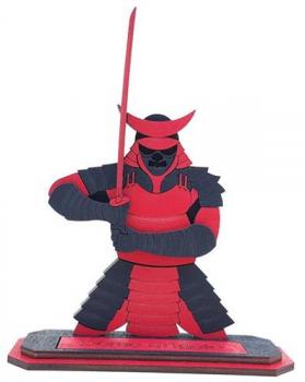 Samurai Figur Präsent - Domo Arigato -für Schüler, Trainer, Lehrer Dojo aus Holz rot/schwarz