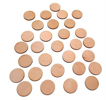 Holz Scheiben Chips Zählmarken 25 Stück- natur unbehandelt 30 mm x 3 mm