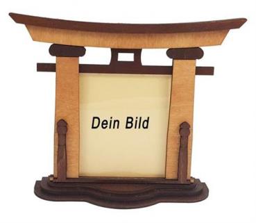 Tanno Design® Japan Torii Tor Hisa mit - Bilderrahmen - japanisches Standbild birnbaum/nussbraun