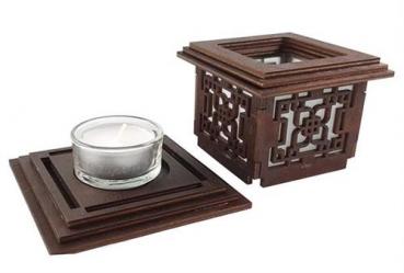 Tanno Design® Japan Kerzenhalter Akina mit Teelichtfunktion nussbraun