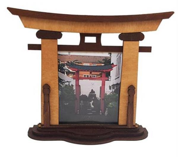 Tanno Design® Japan Torii Tor Hisa mit - Bilderrahmen - japanisches Standbild birnbaum/nussbraun