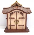 Tanno Design® edler japanischer Schrein, Tempel, Eingangstor,  24 cm x 28 cm birnbaum/nussbraun