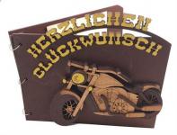 Bretterpost aus Holz Motiv Motorrad