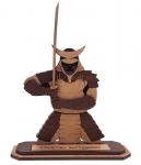 Samurai Figur Präsent - Domo Arigato -für Schüler, Trainer, Lehrer Dojo aus Holz birnbaum/braun